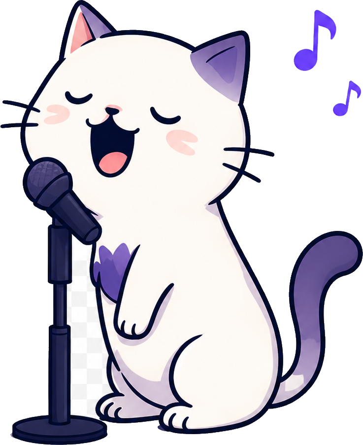 In My Key singing cat mascot